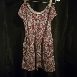 Red and Gray Casual Sundress with Scoop Neck